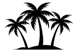 Three Palm Trees Silhouette with Tropical Island vector