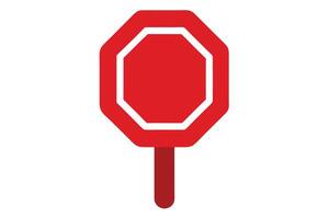 Red Octagon Sign on a Pole with White Border vector