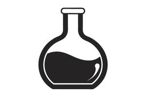 Science Round Bottom Flask With Dark Liquid vector