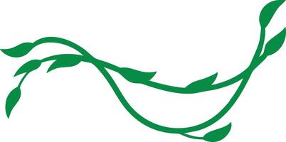 Swirling Green Vine with Leaves, Simple Nature Inspired Design, vector