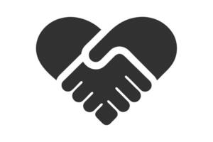 Heart Shape Handshake Icon in Dark Gray Isolated vector