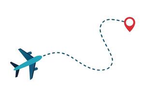 Plane with Route, Location Pin, Transparent Background, Travel Concept, Trip Design vector