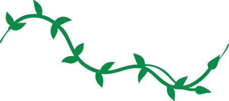 Curved Green Vine with Pointed Leaves for Design vector
