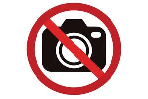 No Camera Sign with Red Circle and Slash Icon on Transparent Background Symbol vector