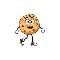 Cartoon Cookie Character Smiling with Arms, Legs, and Shoes on Transparent Background vector