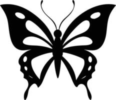 Black silhouette of a butterfly with transparent background in abstract style vector
