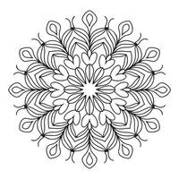 Floral Pattern Circular Mandala Symmetrical Design Black Lines White Background vector