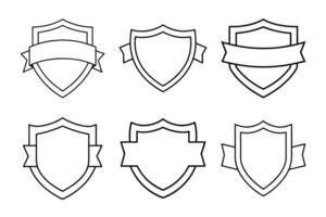Outline Shield Badges Set with Banners on a Transparent Background Design vector