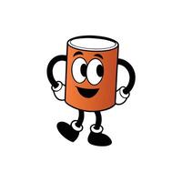 Orange Cartoon Can Character on Transparent Background, Googly Eyes, Smiling Face vector