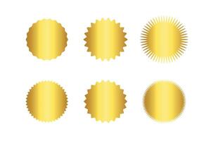 Shiny Golden Seal Collection on White Background, Quality Award Stamps vector
