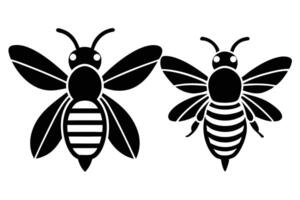 Two black honeybee designs with transparent background, side by side detailed wings vector