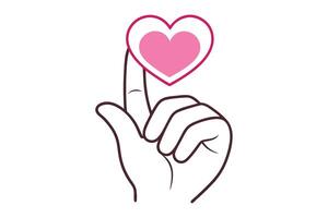 Hand Touching Heart Outline with Finger on Transparent Background vector