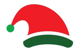Green and Red Santa Claus Hat with White Trim Icon vector
