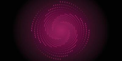 Dotted Magenta Pattern, Vortex of Points, Concentric Circles on Black Background vector