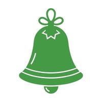 Green Bell Icon with Bow, White Details Isolated vector