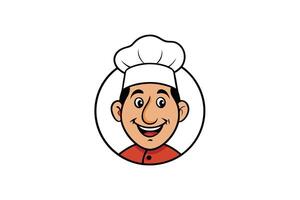 Smiling Cartoon Cook with Chef Hat and Red Uniform vector