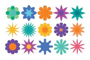 Colorful Flower Set on White Backdrop of Floral Elements vector