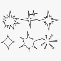 a set of starburst light sparkle in black and white vector
