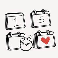 a calendar with a heart and a clock vector