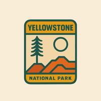 Visiting National Park Artwork Featuring Mountains Sun and a Tall Tree vector