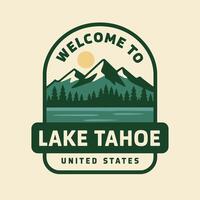 Mountain Landscape with Lake and Forest Travel Destination Patch Design vector