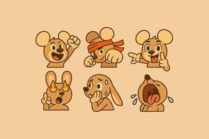 Cartoon Characters Displaying Different Emotions Expressive Animated Animal Avatars vector