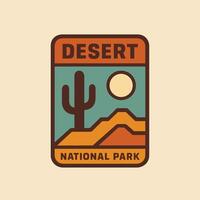 Desert National Park Badge with Cactus Mountains and Sun Illustration vector