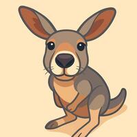 Cartoon Kangaroo Sitting Upright with Large Ears and Neutral Expression vector