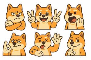 Cartoon Dog Demonstrating Various Emotions and Gestures in a Collection vector
