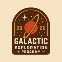 Space Exploration Program Patch with Planet and Stars Illustration vector