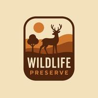 Wildlife Preserve Graphic with Deer Tree and Sun in Natural Tones vector
