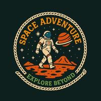 Astronaut Walking on Planet Surface for Space Adventure Concept vector