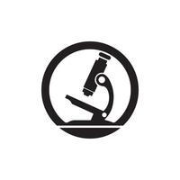 Microscope icon logo design in black silhouette illustration vector