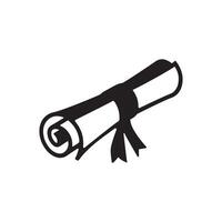 silhouette of a certificate scroll logo with ribbon vector