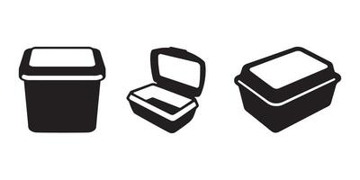 set of plastic food storage container silhouettes isolated on a white background vector