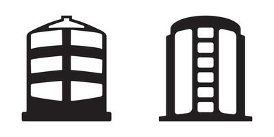 Abstract icons set of water tanks in black silhouette format vector
