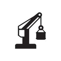 Industrial crane with container in silhouette design on a white background vector