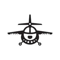Front view silhouette of a large passenger airplane vector