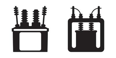 Abstract silhouette set of electric transformer icons vector