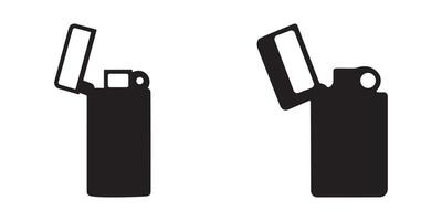Modern abstract gas lighter icon set in black silhouette vector
