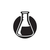 Laboratory flask icon design in black silhouette vector