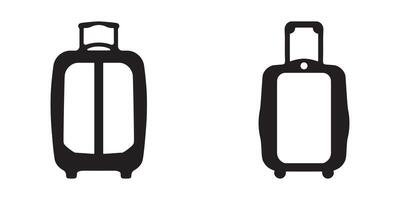 Collection of various luggage types in silhouette design on white background vector