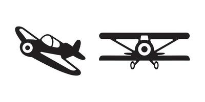 Abstract silhouette set of vintage old plane icons vector