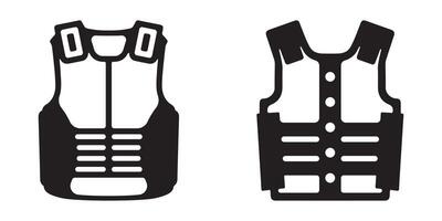 Set of bulletproof vest silhouette illustrations on a white background vector
