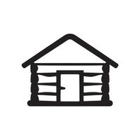 Rustic log house icon in black silhouette vector