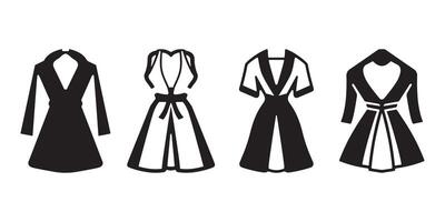 Collection of spa and bath dress silhouettes in format on white background vector