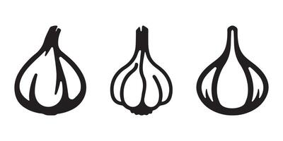 Garlic silhouette illustration set with a clean white background vector