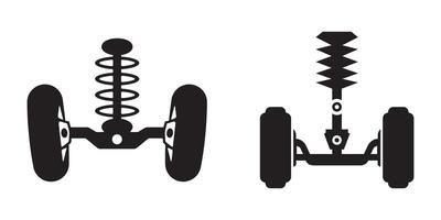 Mechanical car suspension system in silhouette style on white background vector