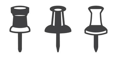 Push Pin Icons Silhouette Set vector
