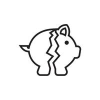 Broken piggy bank illustration on a white background vector